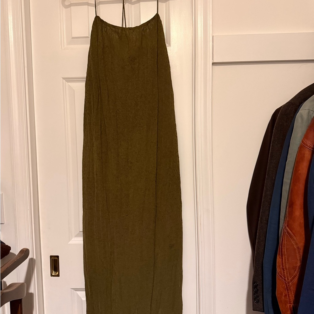 Massimo Dutti Olive Green Maxi Skirt